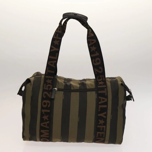 FENDI Pecan Hand Bag Nylon Canvas 2 Set Black Brown Auth ti3350 - Picture 3 of 16